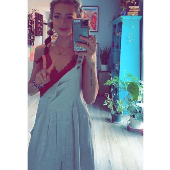 Free People Sun Drenched Overalls Black Sleeveless Jumpsuit Button Details S NWT - Picture 10 of 13